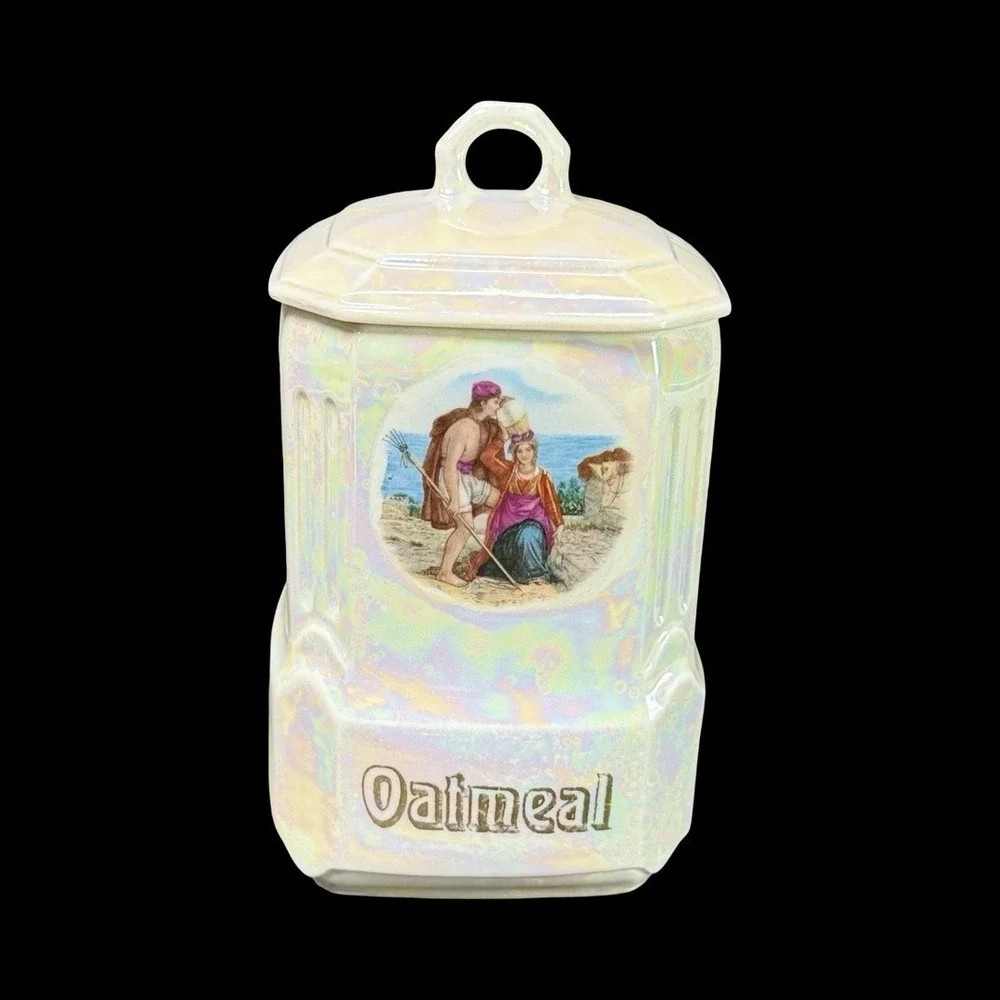 MEPOCO Wares Oatmeal Canister Iridescent Lustreware Made In Germany Vintage